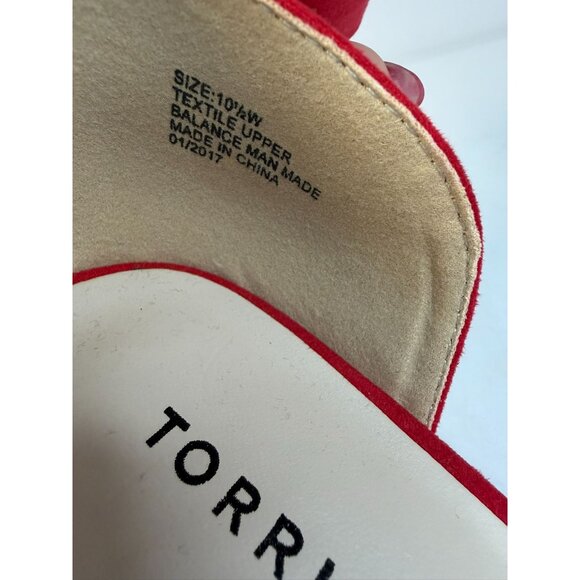 Torrid Two Strap Womens Size 10.5W Red Suede Open Toe Heeled Sandals Shoes - Picture 11 of 16